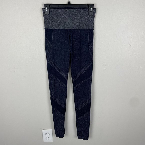 Athleta Twilight 2.0 Tight Leggings Womens S Navy Blue Metallic Glitter Sparkle